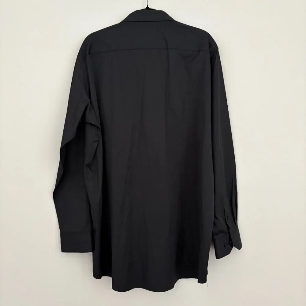 Vitarelli Mens Black Dress Shirt Long Sleeve Button Up Business Party 18.5 36/37 - Picture 2 of 4
